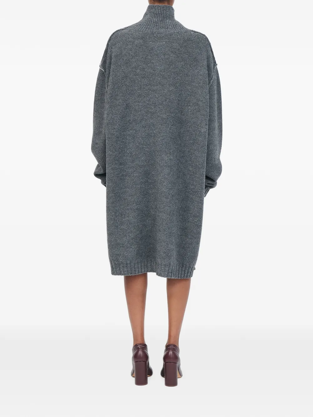 MM6 Maison Margiela Midi-jurk met hoge hals Grijs