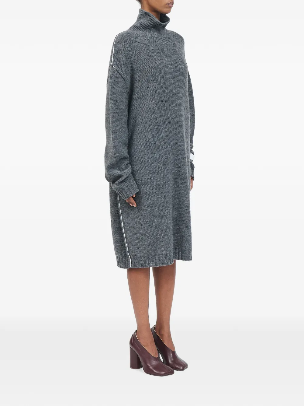 MM6 Maison Margiela Midi-jurk met hoge hals Grijs