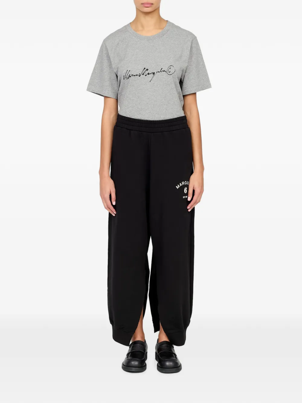 MM6 Maison Margiela Logo-print Slit-detail Track Pants in Black, view 2