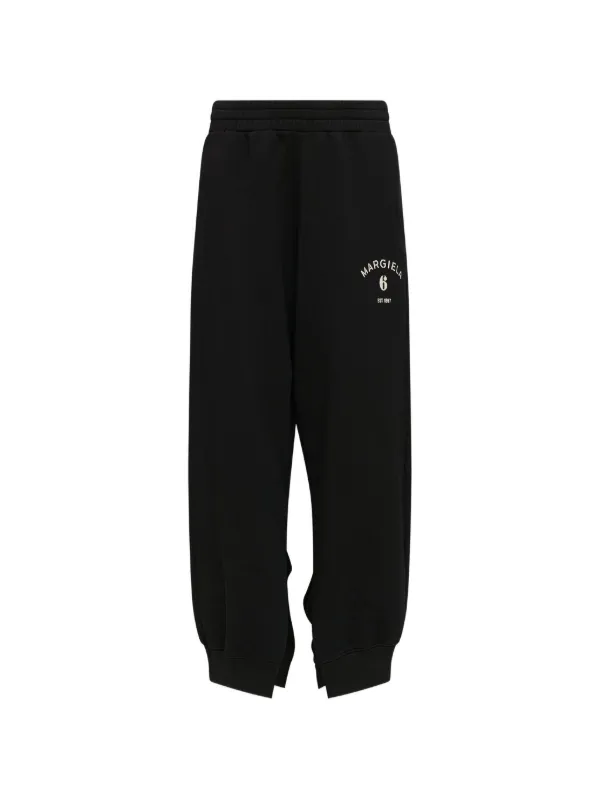 MM6 Maison Margiela Logo-print Slit-detail Track Pants in Black