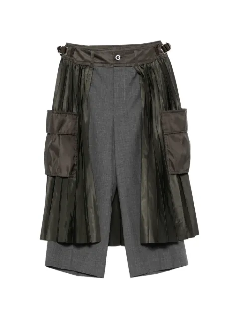 sacai pleated-overlay cropped trousers