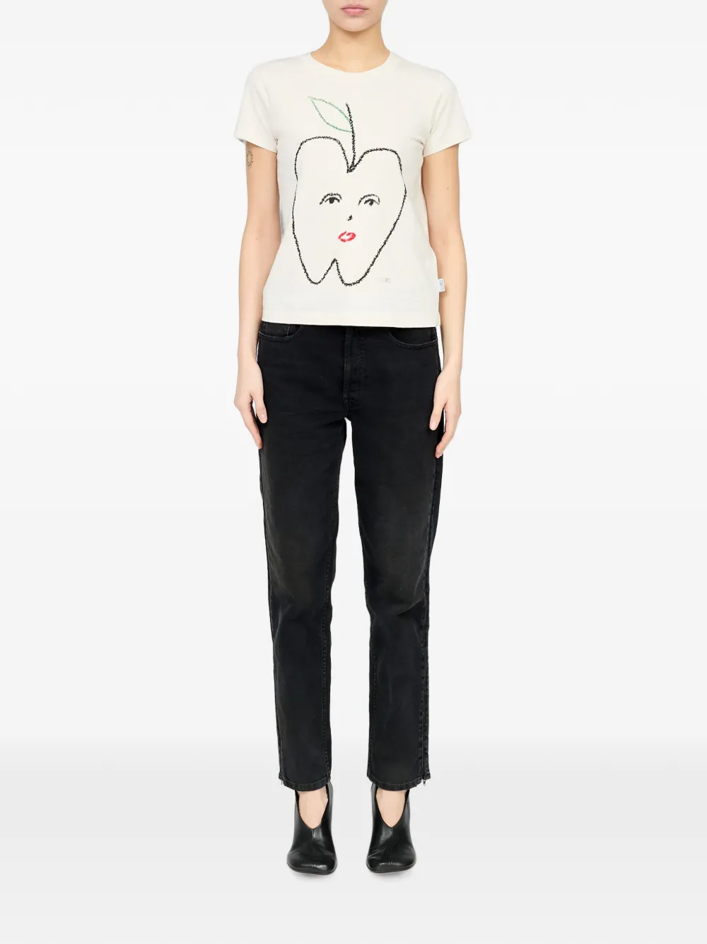 MM6 Maison Margiela T-shirt met appelprint Beige