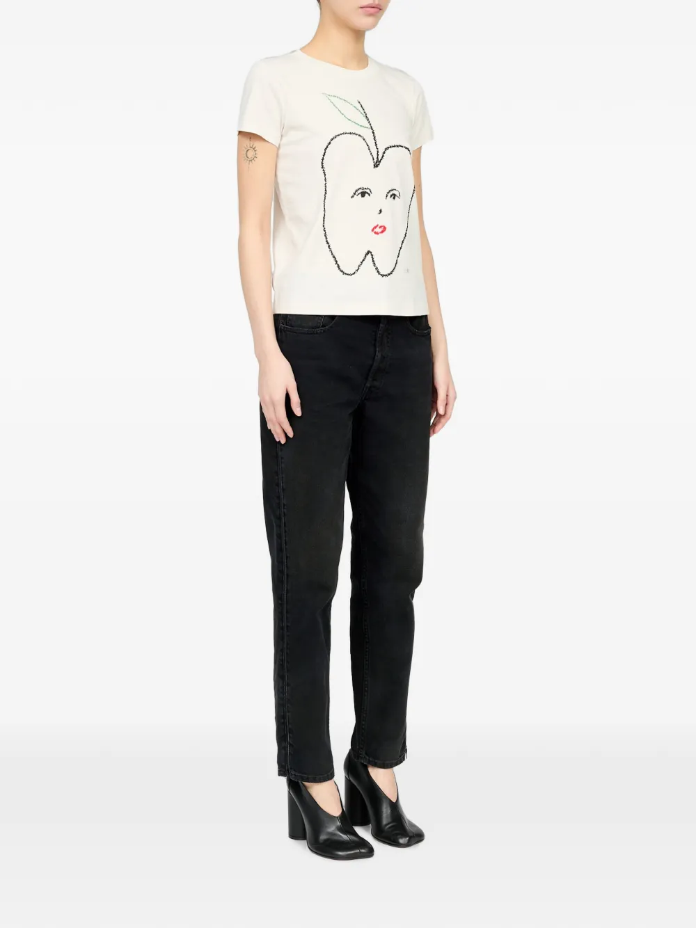 MM6 Maison Margiela T-shirt met appelprint Beige