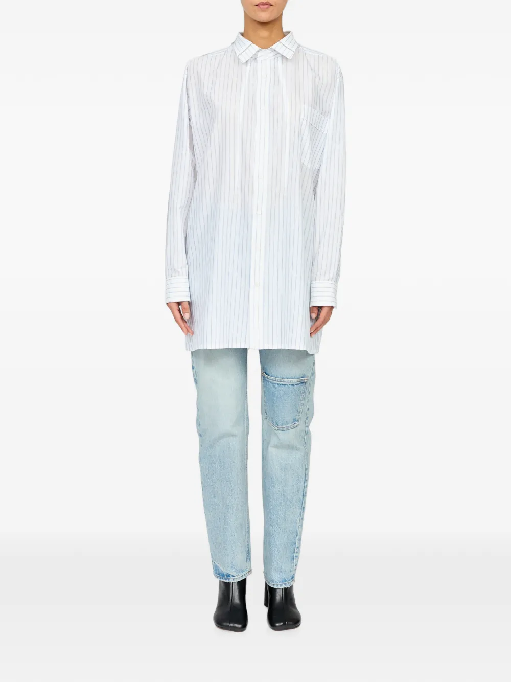 MM6 Maison Margiela Gestreepte oversized blouse Wit