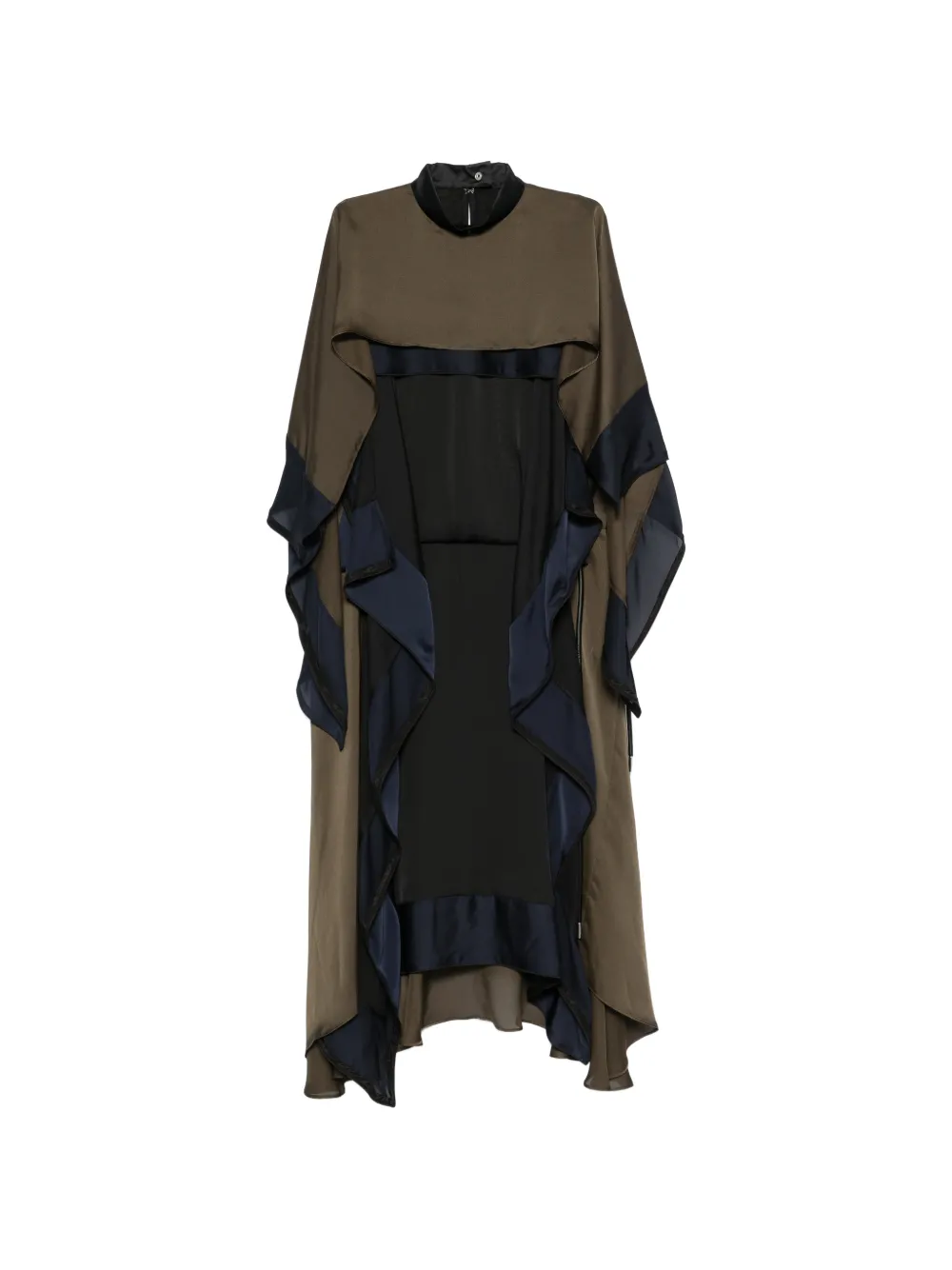 sacai ruffled layered-design asymmetric dress - Grün