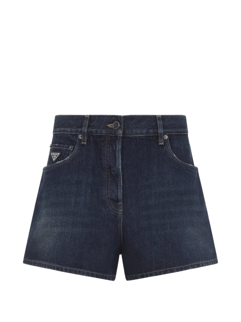 Prada logo-plaque denim shorts - Blu
