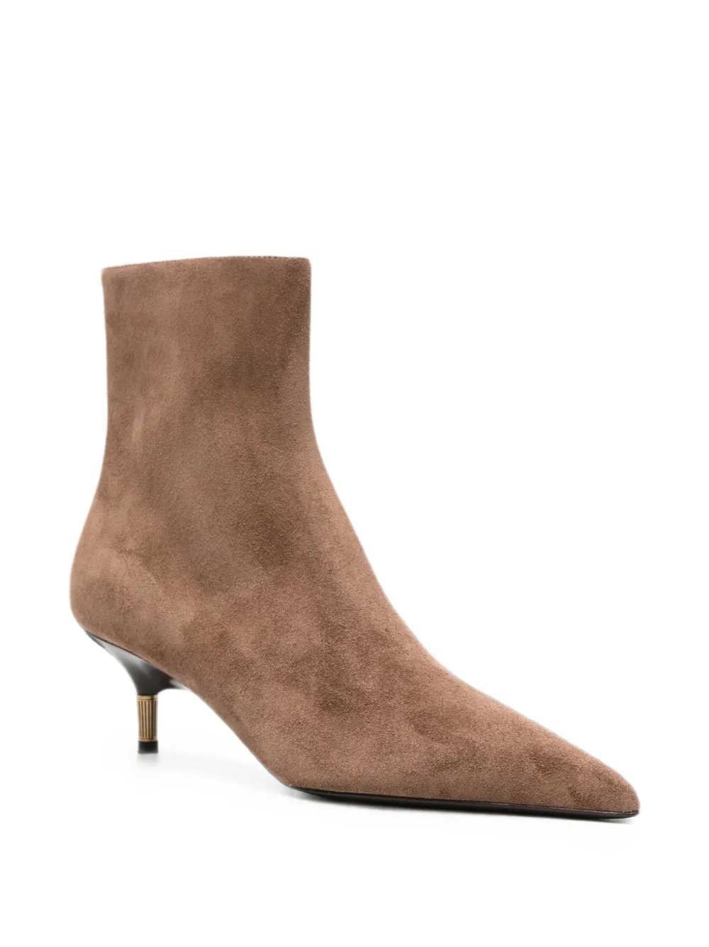 KHAITE suede pointed-toe ankle boots Bruin