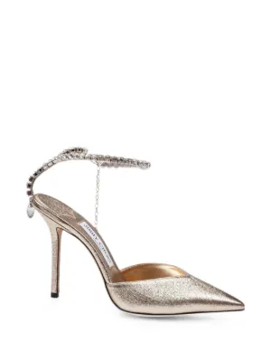 Jimmy Choo Saeda 100mm ビジュートリム パンプス | ゴールドトーン