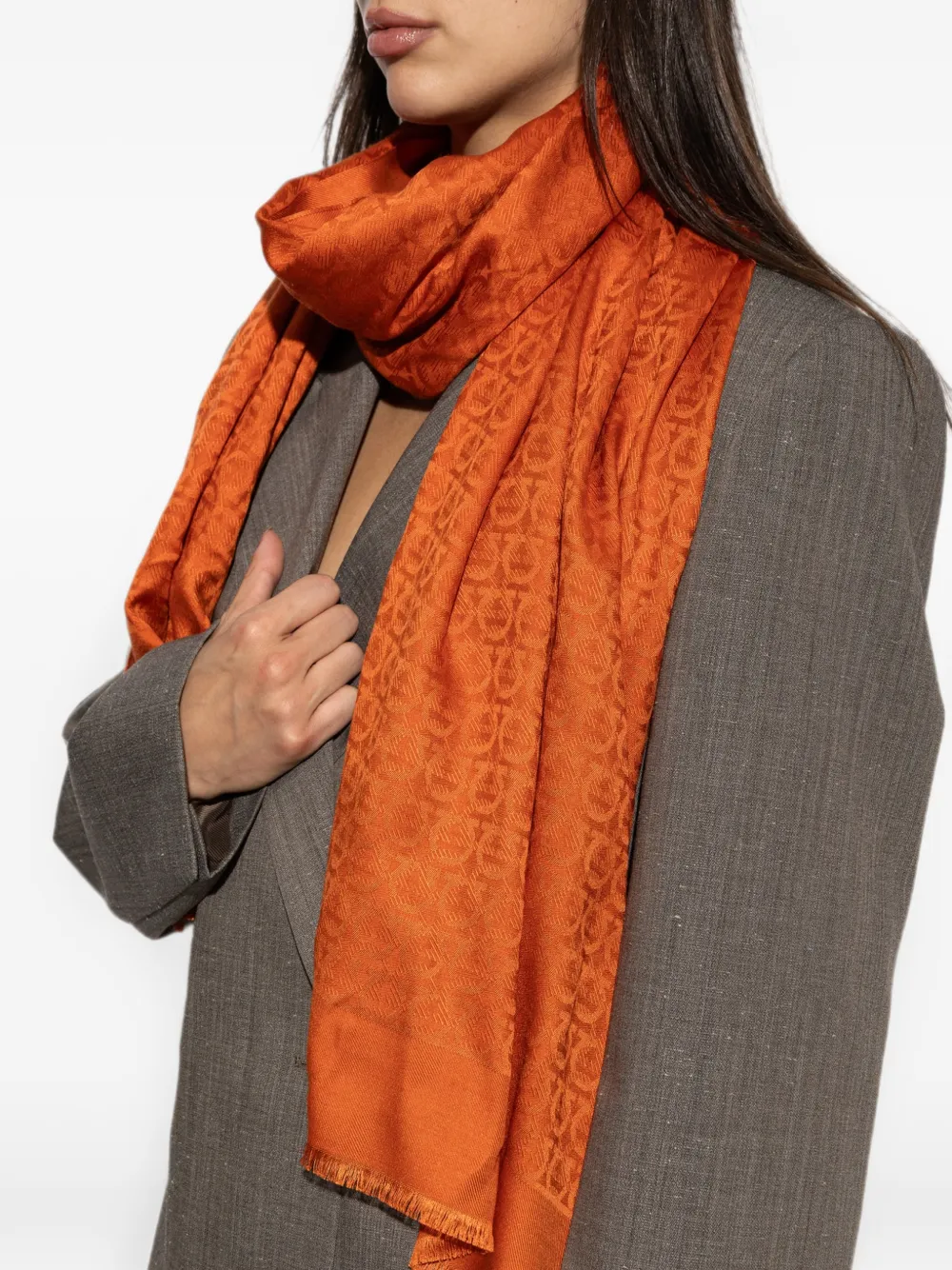 Ferragamo Sjaal met monogramprint Oranje