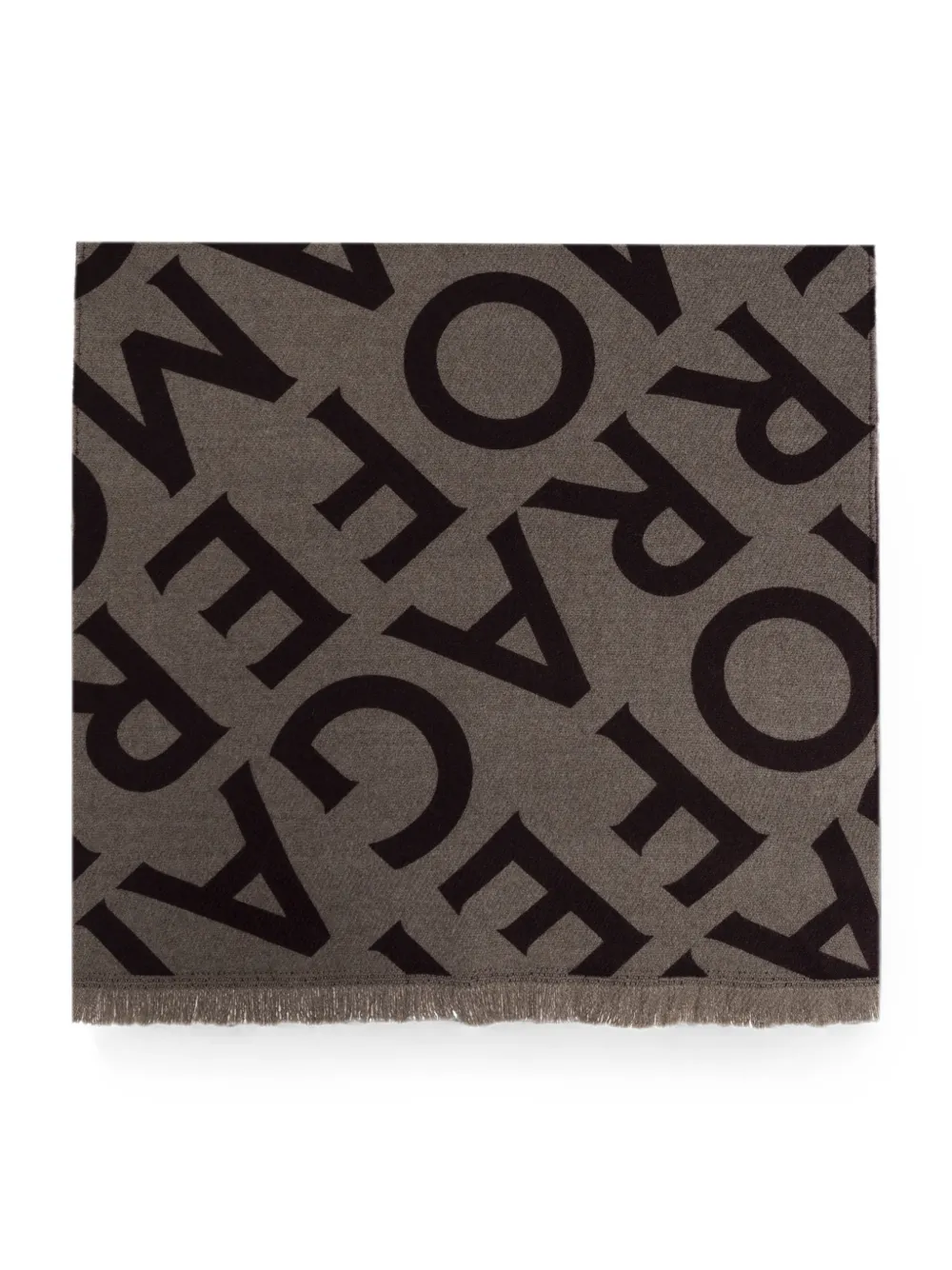 Ferragamo Sjaal met monogramprint en franje Beige