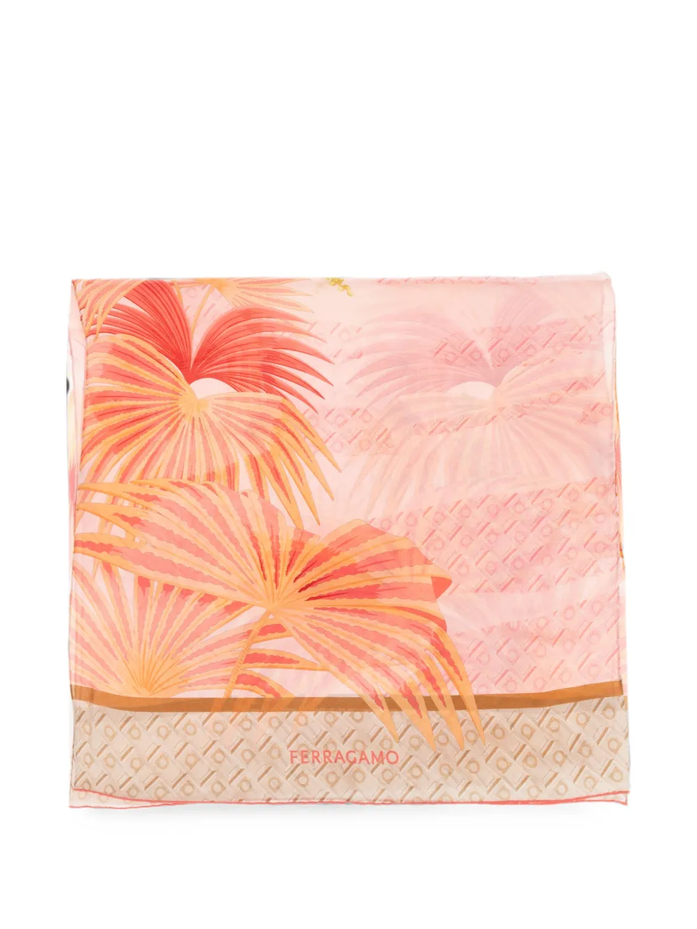 Ferragamo Gancini palm-print scarf - Rosa