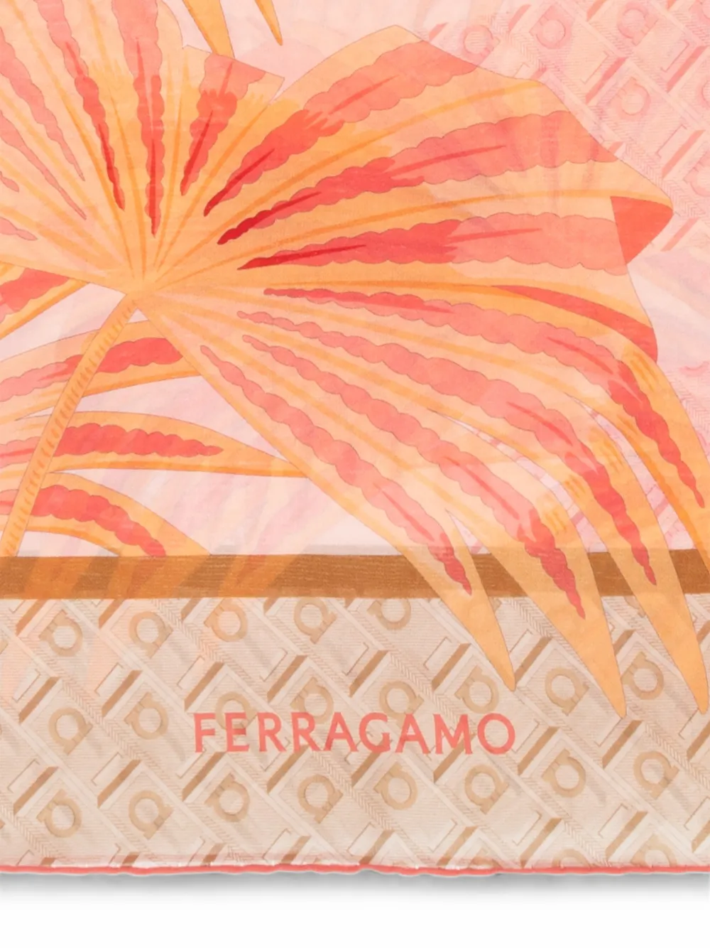 Ferragamo Sjaal met gancini palmprint Roze