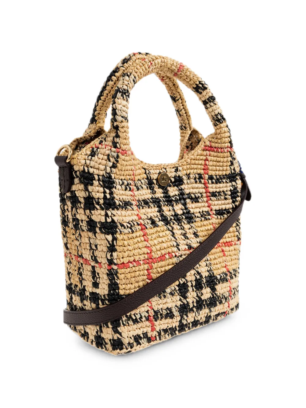 Burberry Margate geruite raffia mini-shopper Beige