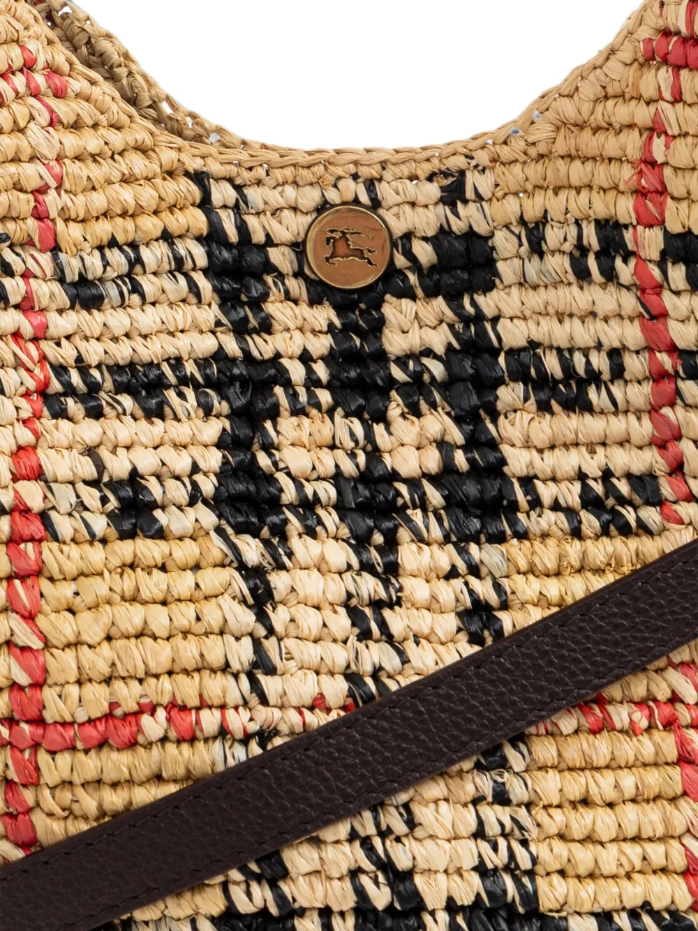 Burberry Margate geruite raffia mini-shopper Beige