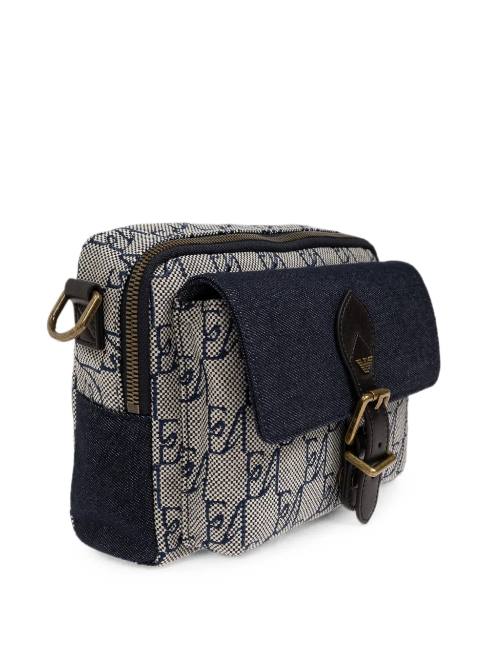 Emporio Armani Messengertas met monogramprint en gesp Beige