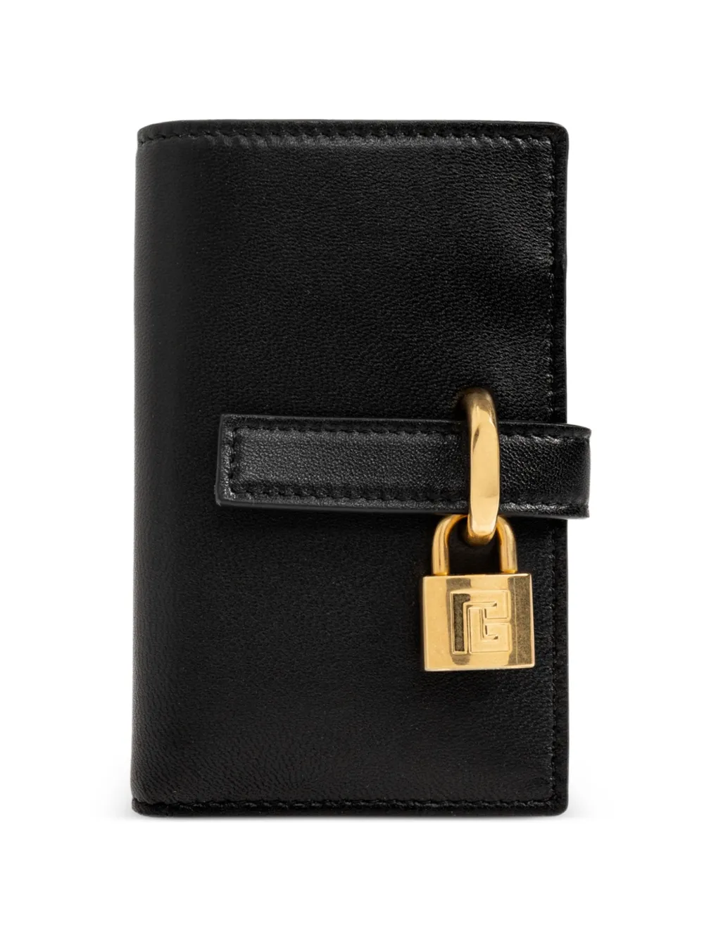 Balmain padlock-detail calf leather wallet - Nero