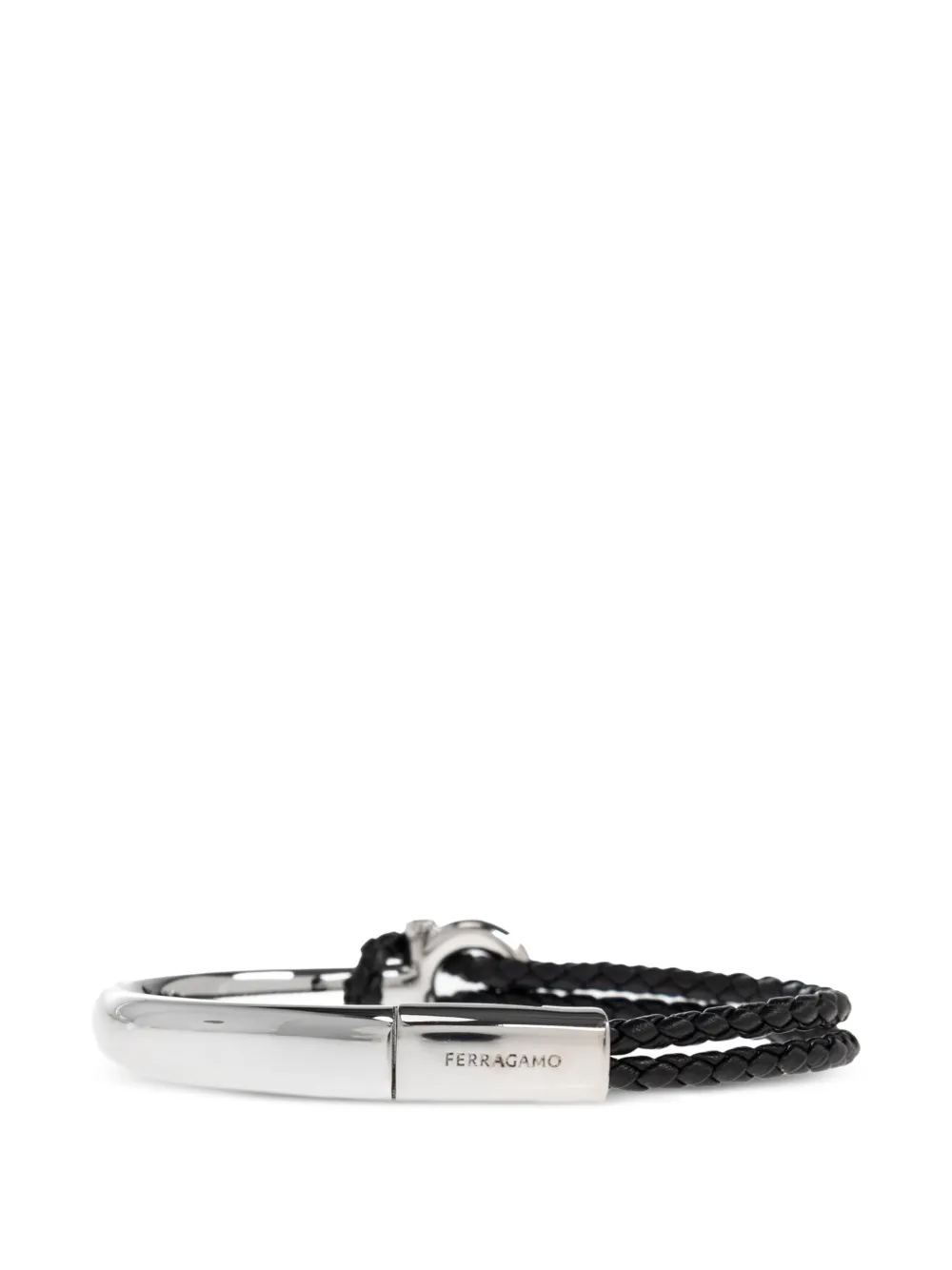 Ferragamo Gancini braided-calf leather bracelets - Argento