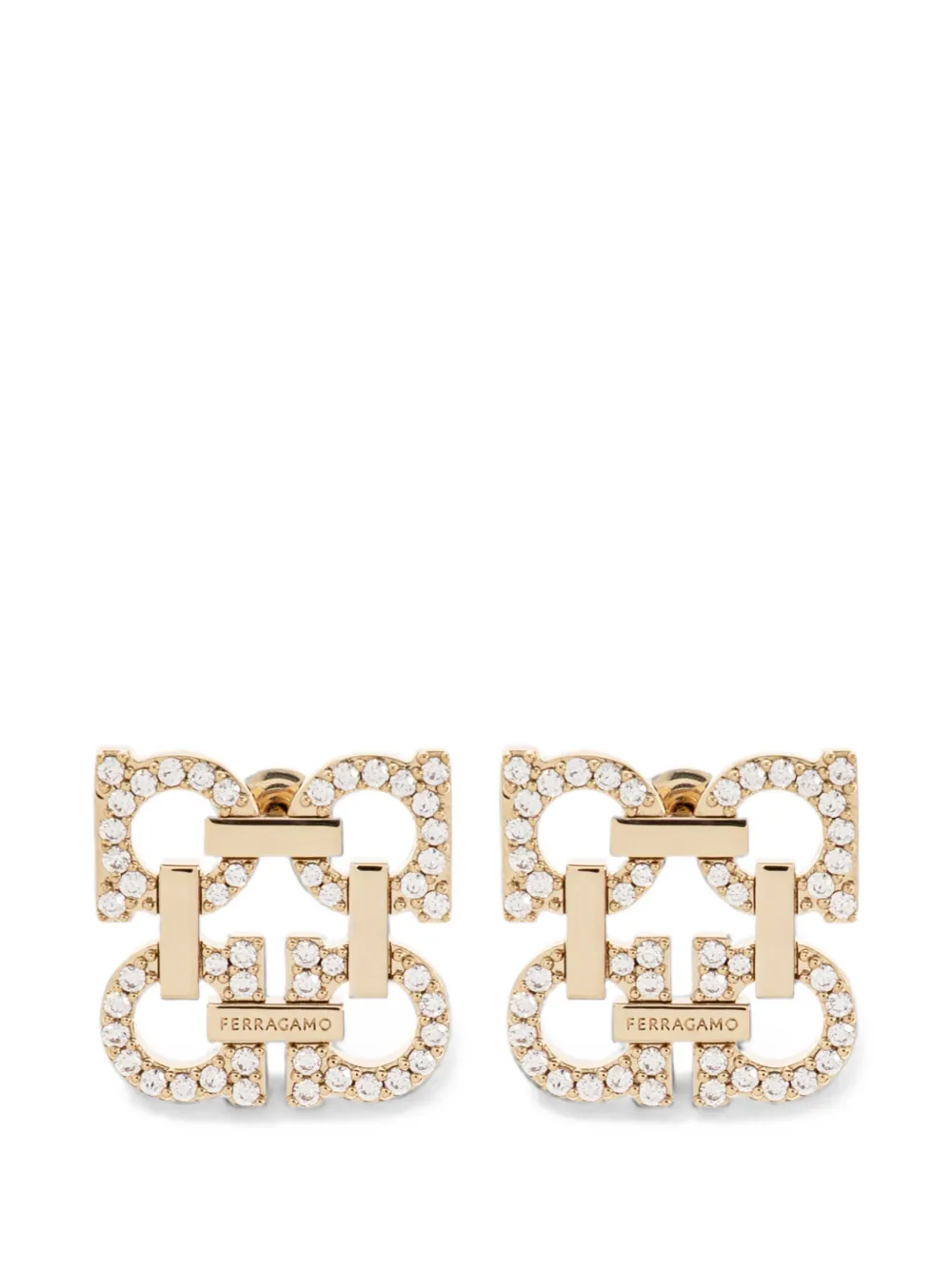 Ferragamo Orecchini Gancini con cristalli - Oro