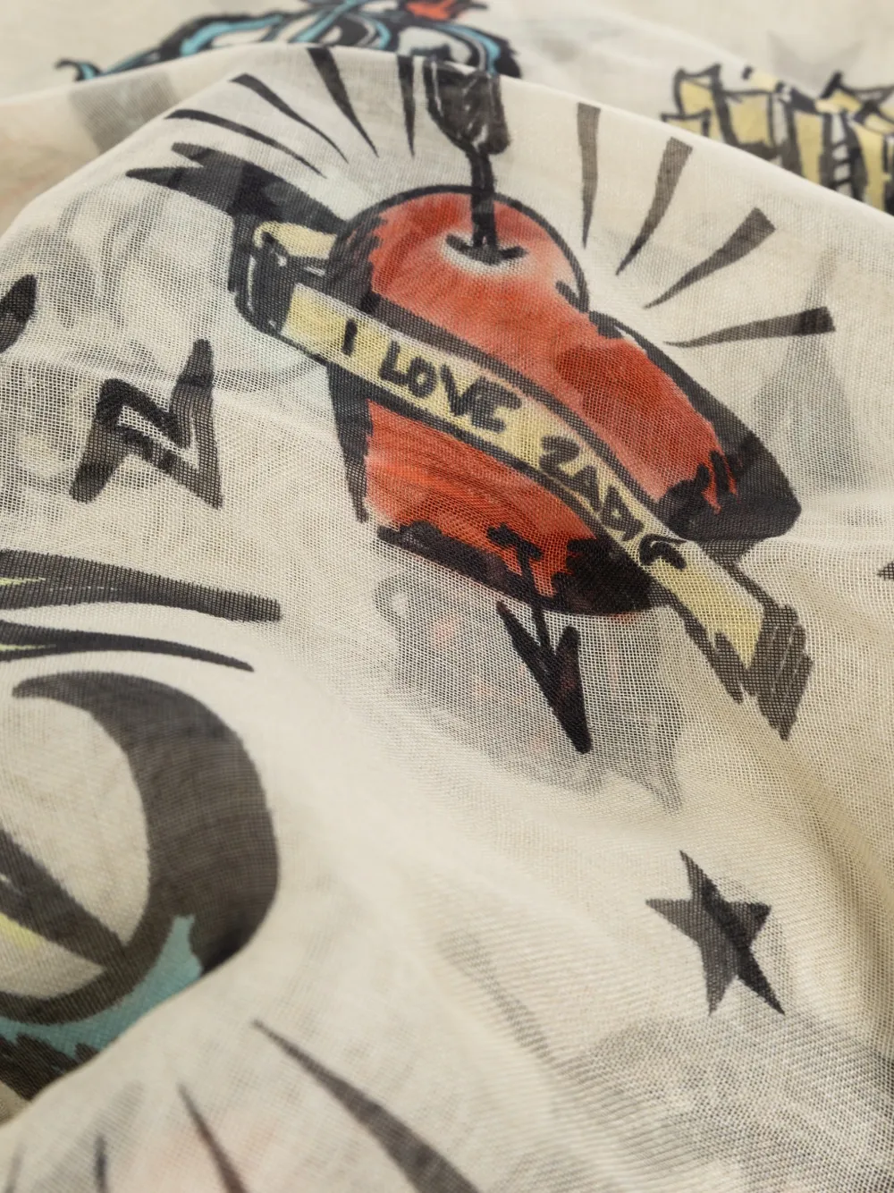 Zadig&Voltaire Kerry sjaal met tattoo-print Beige