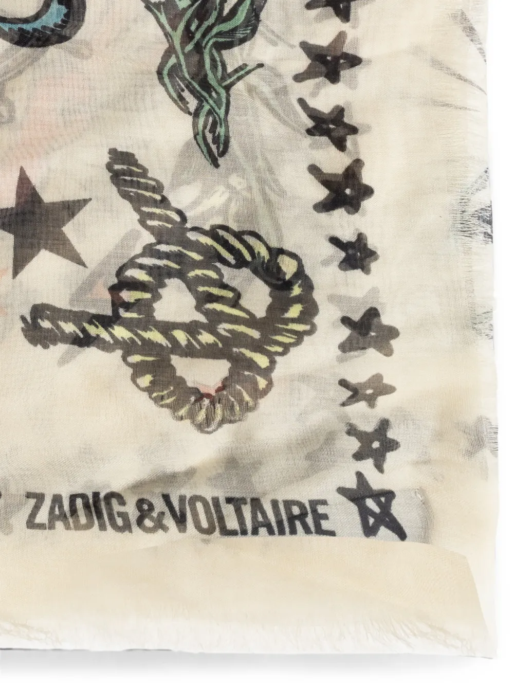 Zadig&Voltaire Kerry sjaal met tattoo-print Beige