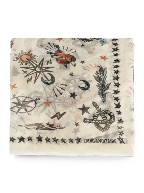 Zadig&Voltaire Kerry tattoo-print scarf