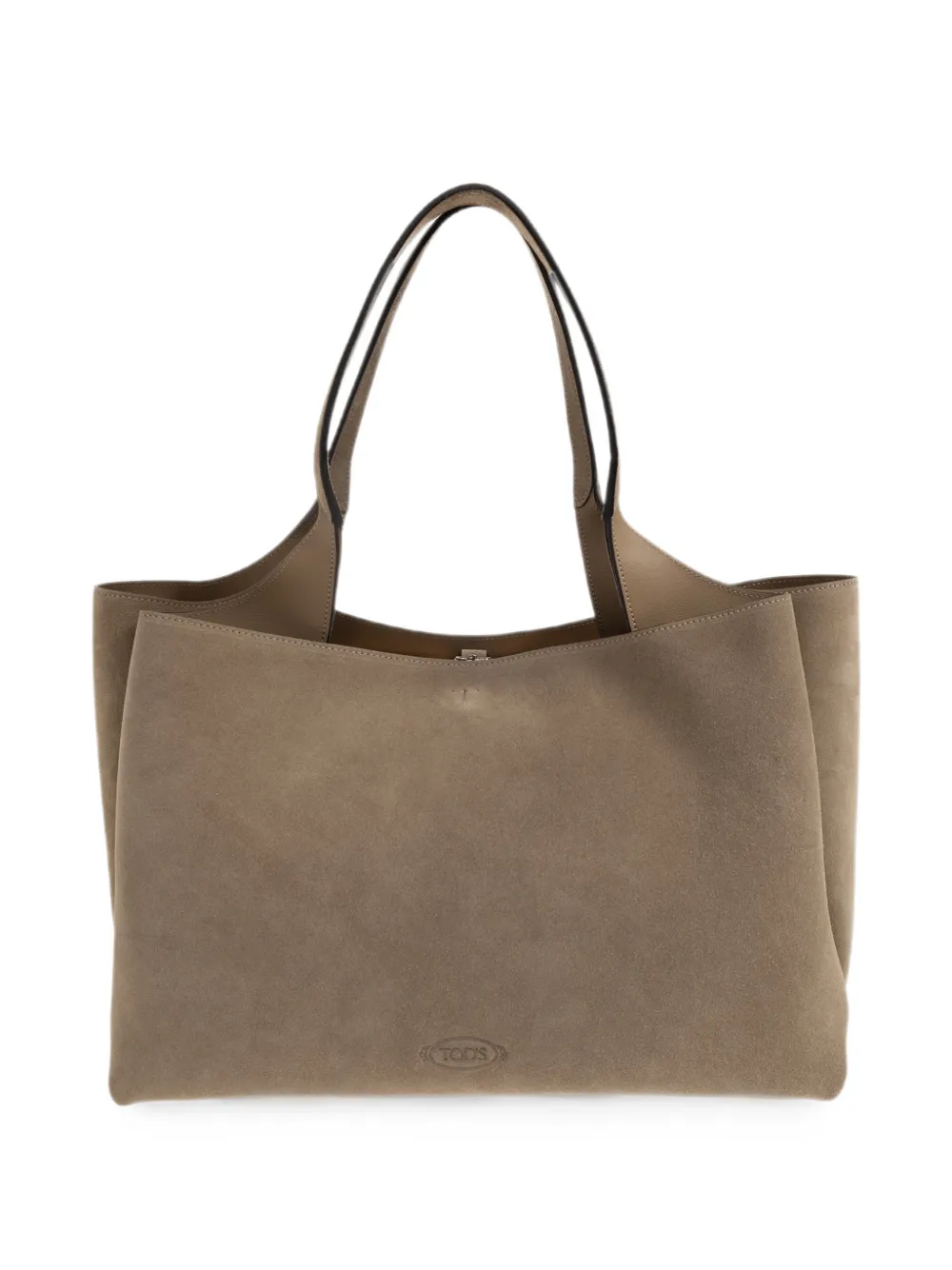 Tod's calf suede logo-debossed tote bag - Toni neutri