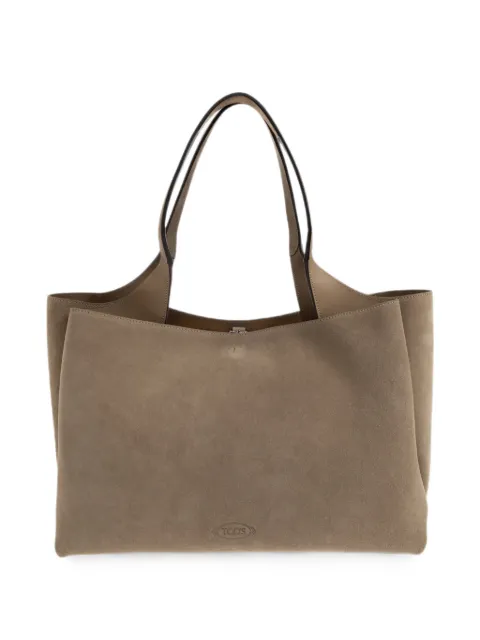 Tod's calf suede logo-debossed tote bag