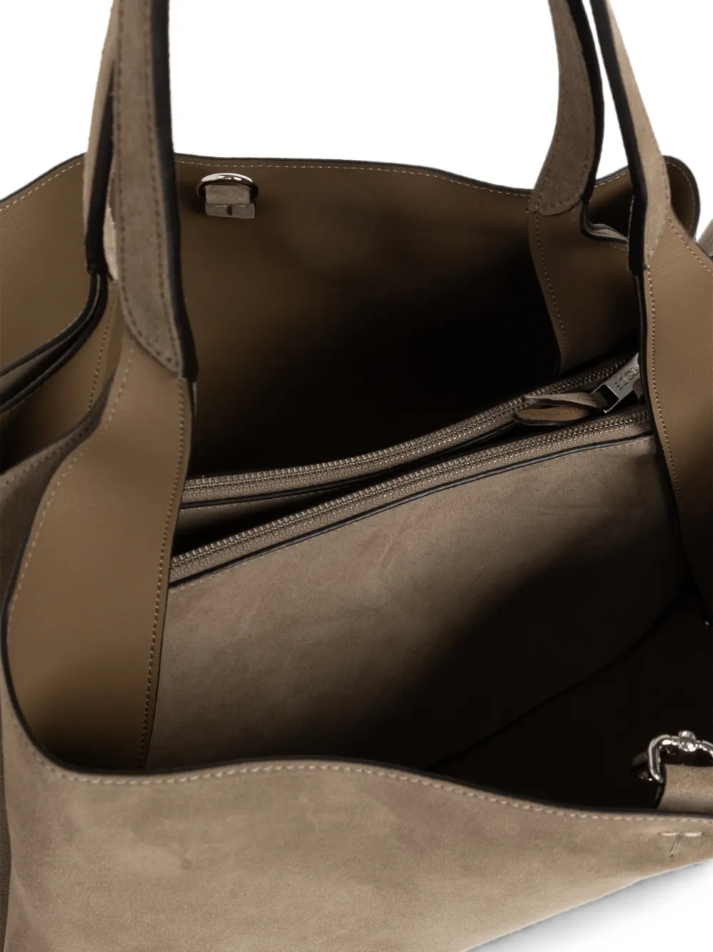 Tod's Kalfsleren suède shopper met logo-reliëf Beige
