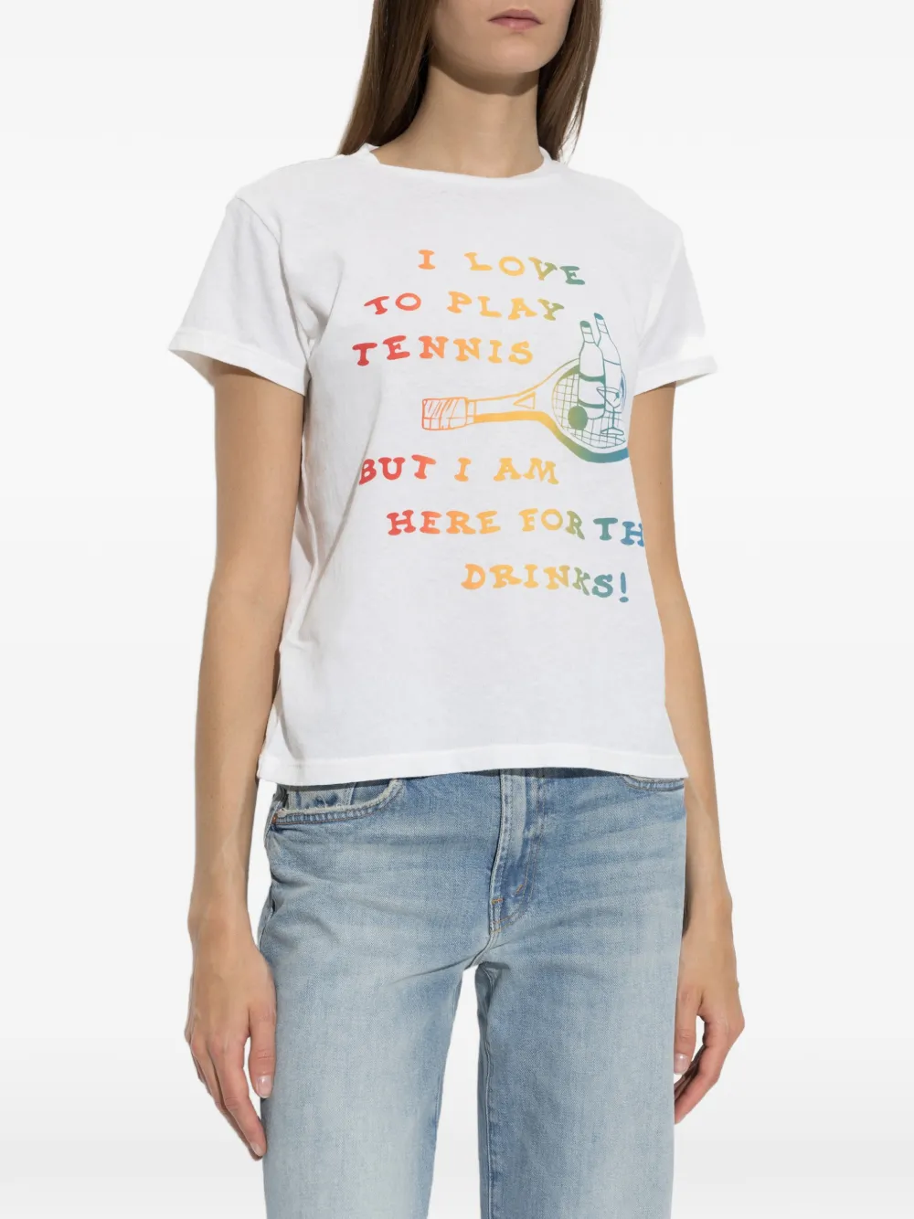 MOTHER T-shirt met grafische print Wit