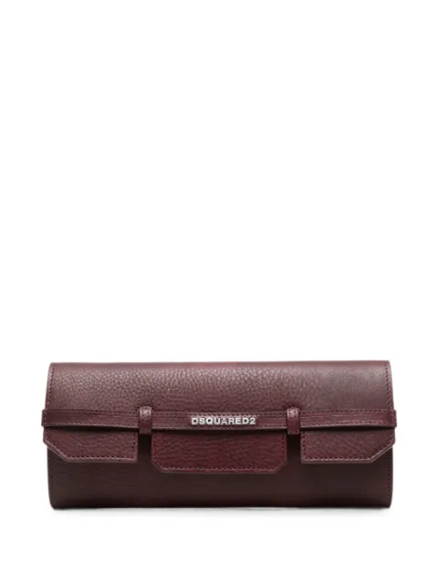 DSQUARED2 logo-plaque pebbled-leather clutch bag