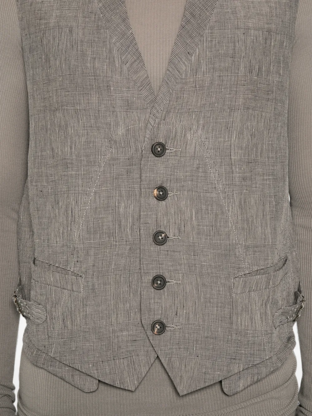 Ziggy Chen Geruit gilet Grijs