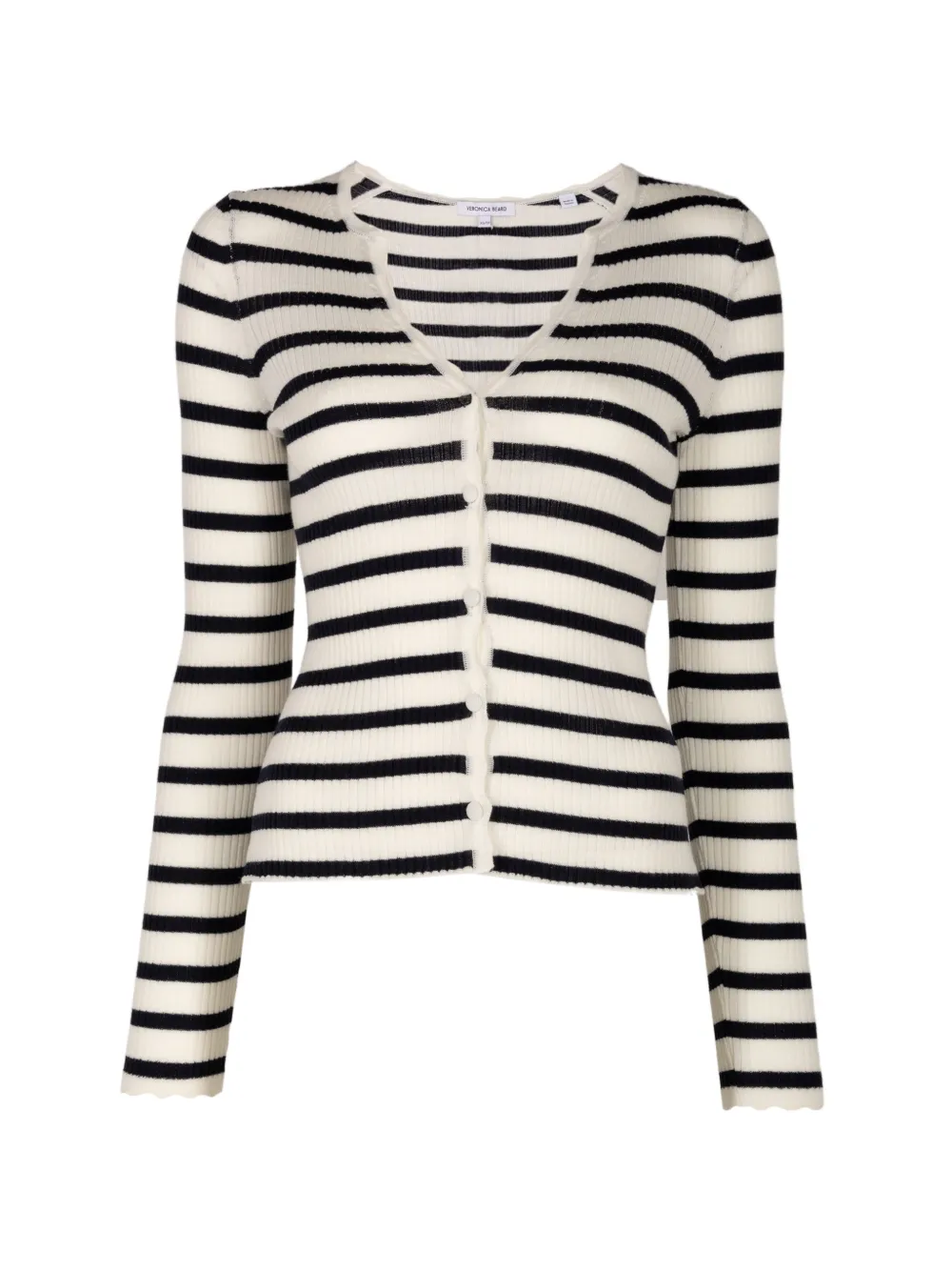 Veronica Beard striped ribbed-knit cardigan - Bianco