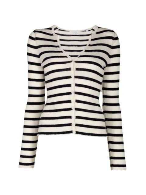Veronica Beard cardigan en maille nervurée à rayures