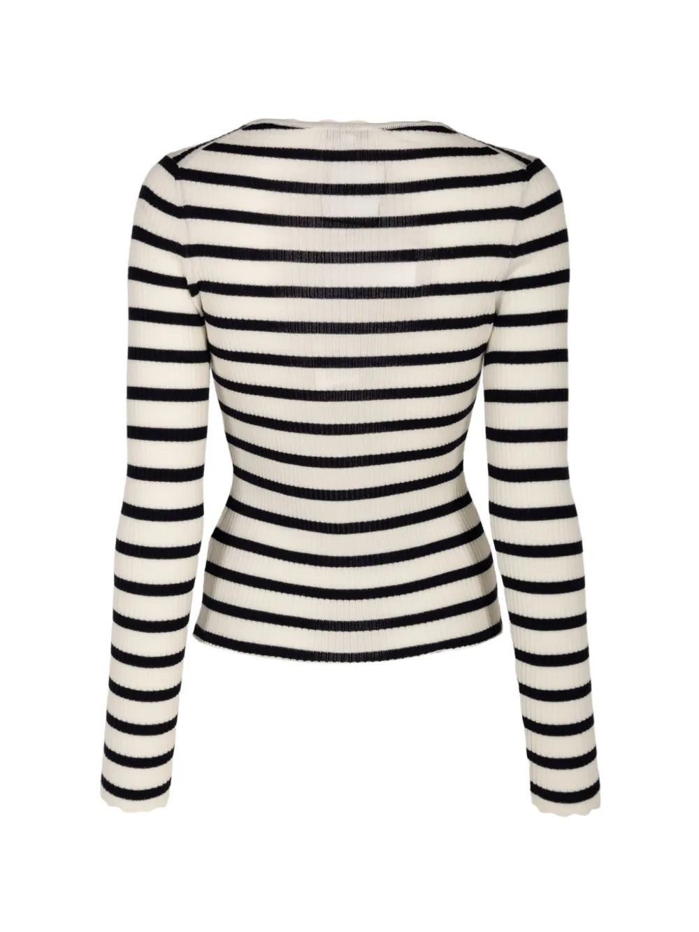Veronica Beard Gestreept ribgebreid vest Wit