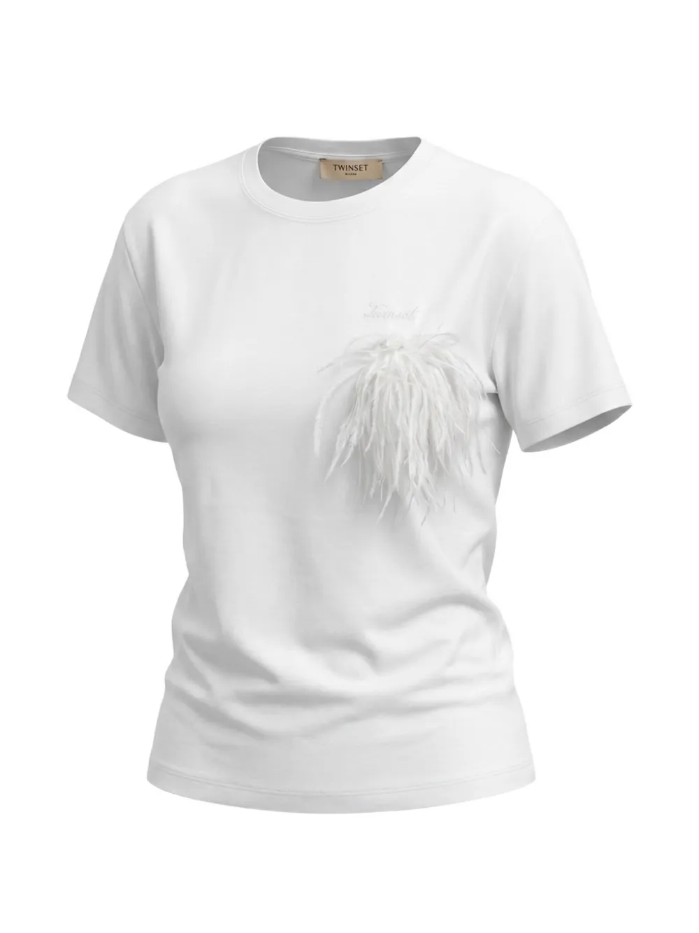 TWINSET T-shirt verfraaid met veren Wit