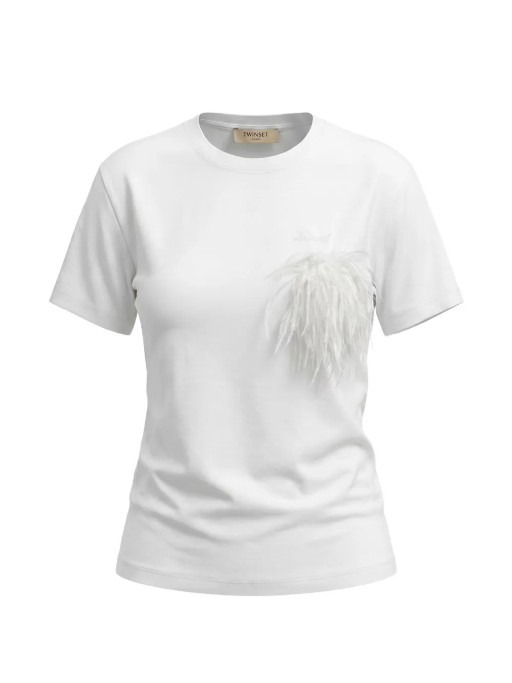 TWINSET feather-embellished T-shirt - Weiß