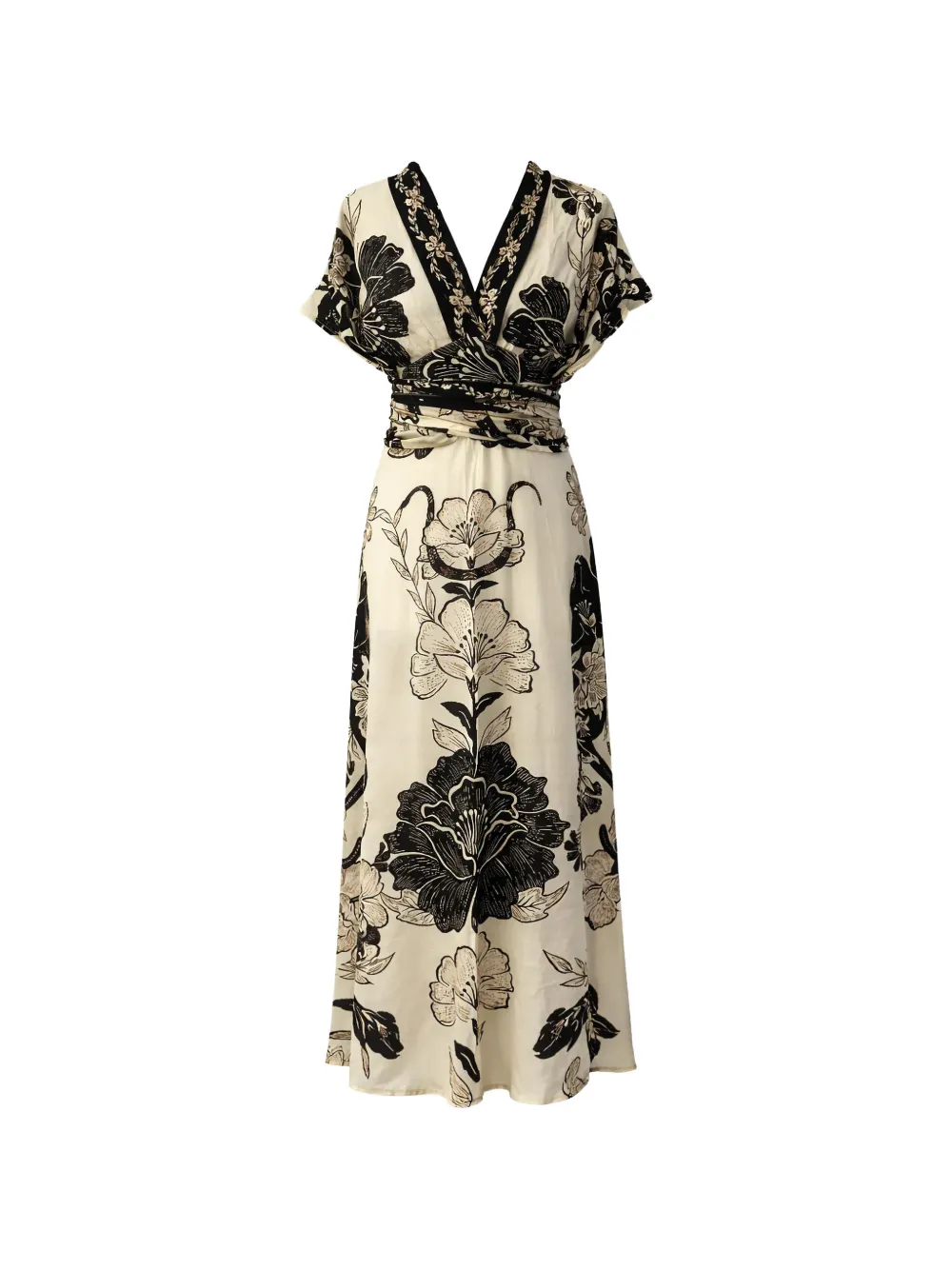 Pahiesa Formentera Floral-print V-neck Maxi Dress In Neutral