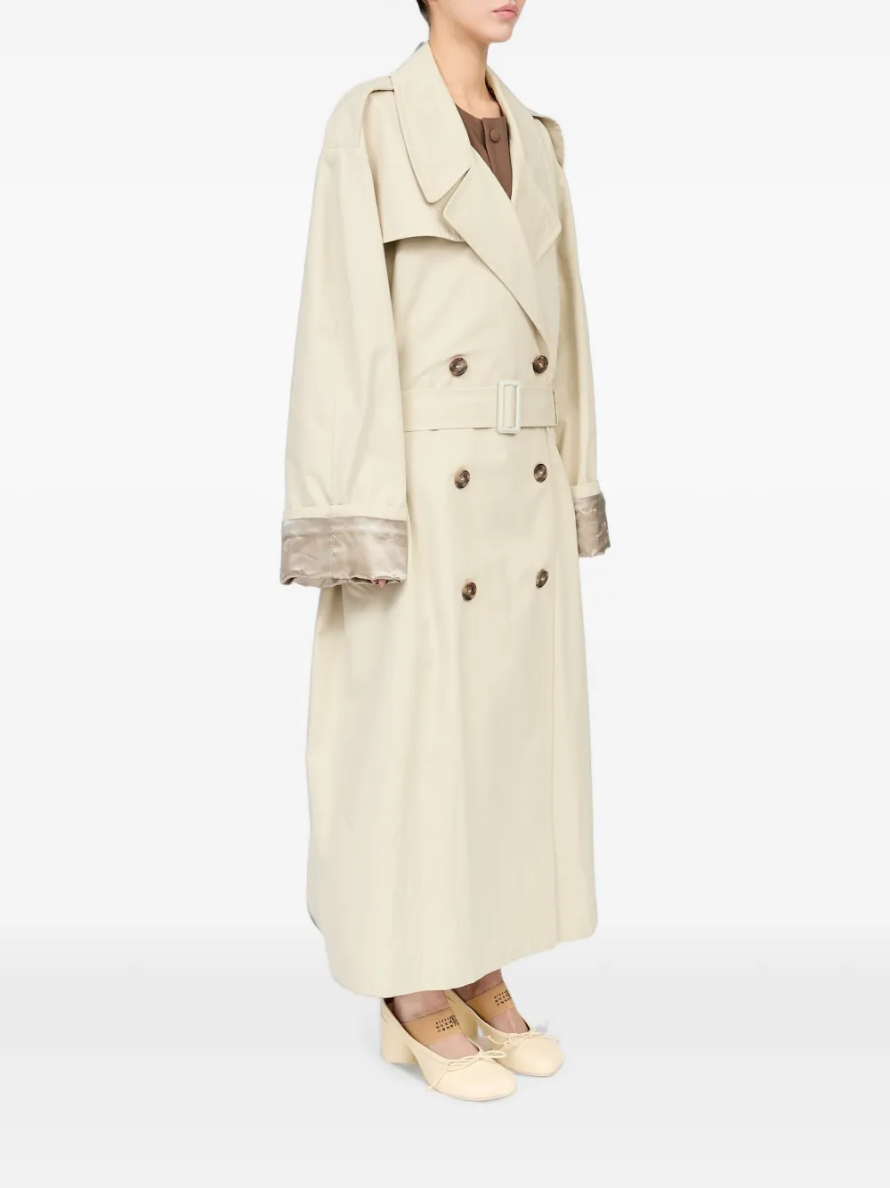 MM6 Maison Margiela Trenchcoat met verborgen sluiting Beige