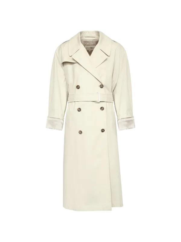 MM6 Maison Margiela Cotton Twill Trench Coat in Neutrals