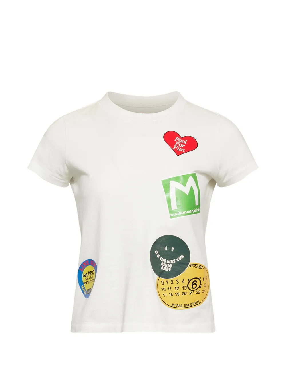 MM6 Maison Margiela sticker-print cotton T-shirt - Nude