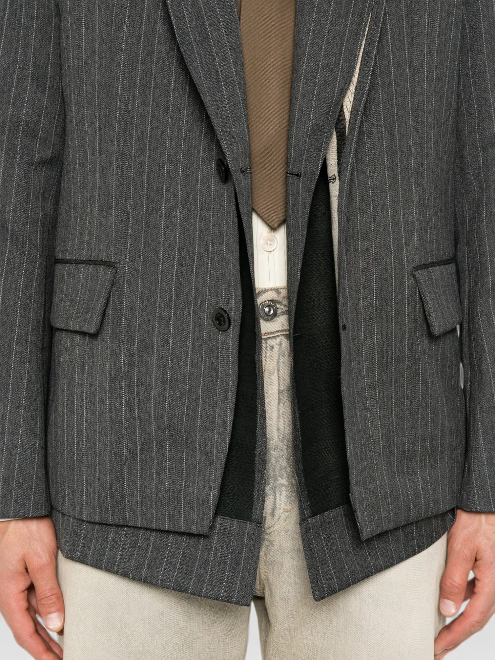 sacai Blazer met krijtstreep Grijs