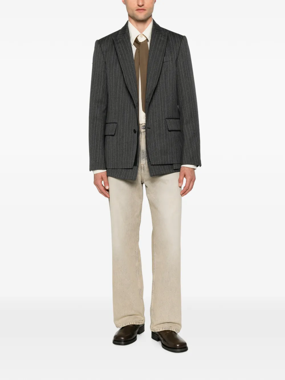 sacai Blazer met krijtstreep Grijs