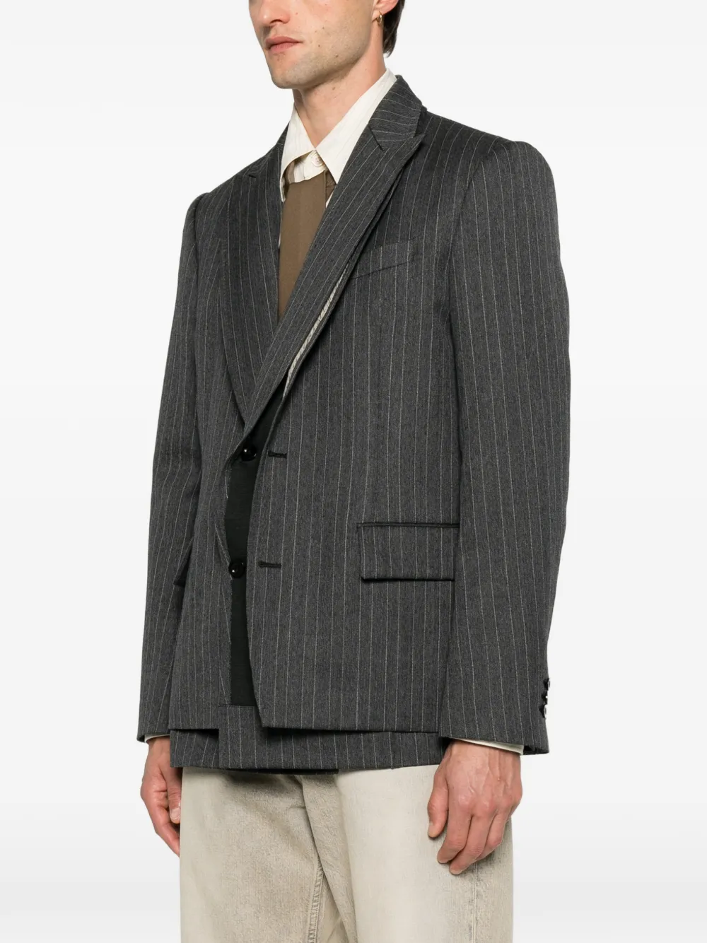 sacai Blazer met krijtstreep Grijs
