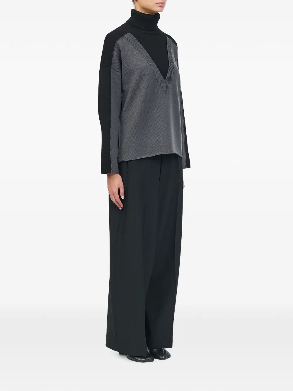 MM6 Maison Margiela Wollen trui met colourblocking Zwart
