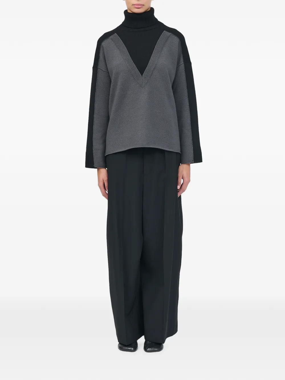 MM6 Maison Margiela Wollen trui met colourblocking Zwart