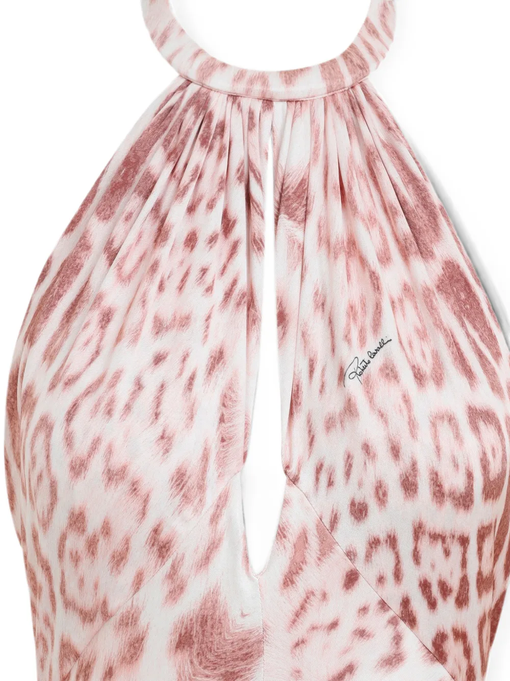 Roberto Cavalli Halterjurk met luipaardprint Beige