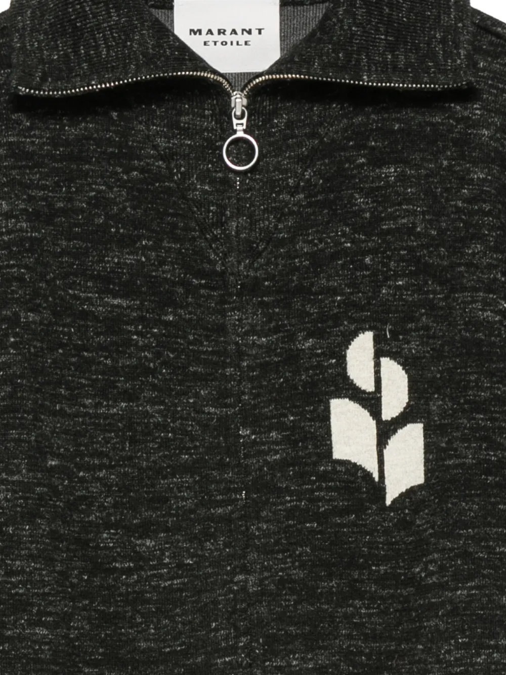 MARANT ÉTOILE Logo-intarsia Zip-up Cardigan in Black, view 3