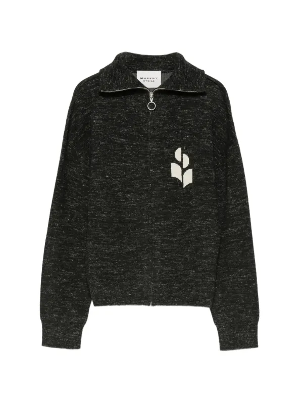 Marant Étoile Logo-intarsia Zip-up Cardigan in Black