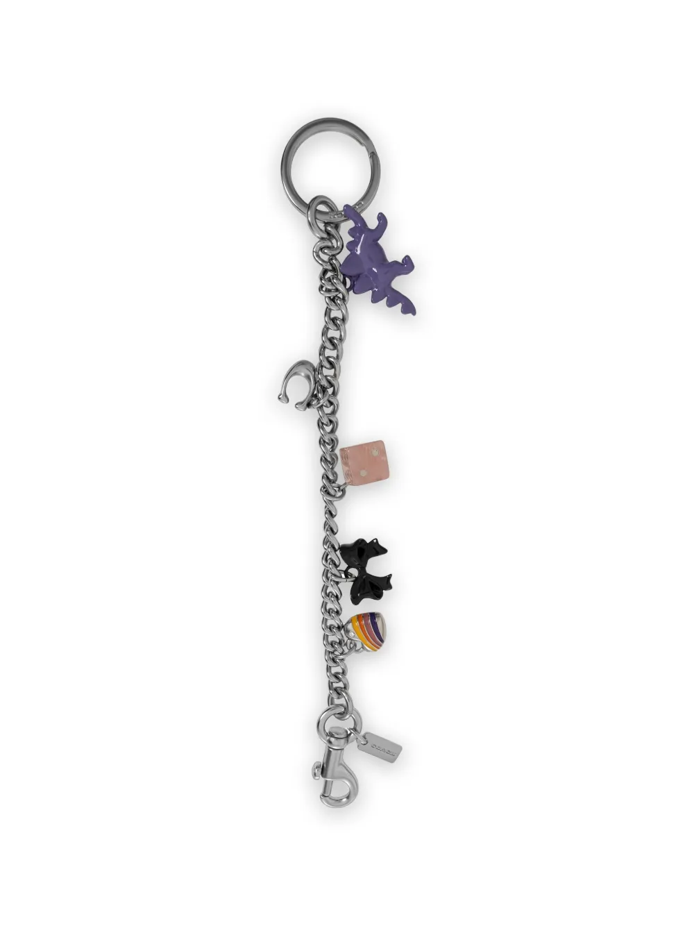 Coach charm-embellished curb-chain keyring - Silber