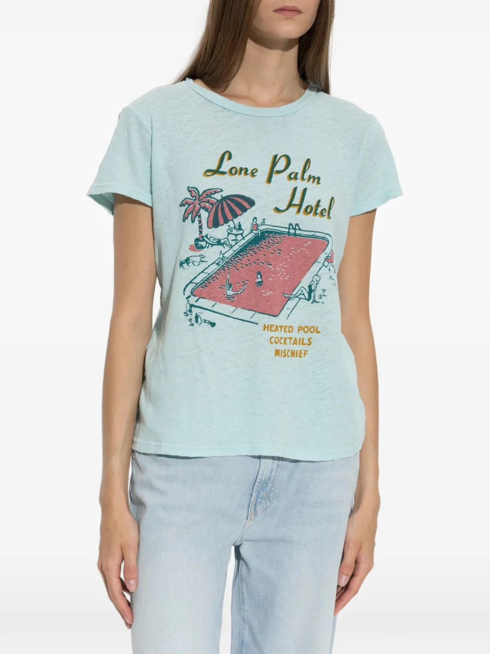 MOTHER Lone Palm Hotel T-shirt met grafische print Blauw